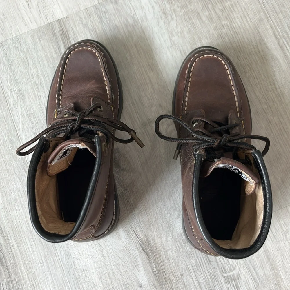 Frye Dakota Mid‎ Lace Up Tie Leather Boots Brown Boys Unisex Youth 13.5